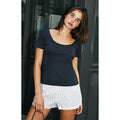 John Galt Women's Black Scoop Short Sleeve Top T-Shirts, Hoodie, Sweatshirt | GrindPrints.com