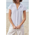 John Galt Women's Blue & White Rue Striped Collared Top T-Shirts, Hoodie, Sweatshirt | GrindPrints.com