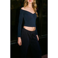 John Galt Women's Blue Gina Cinched Long Sleeve Top T-Shirts, Hoodie, Sweatshirt | GrindPrints.com