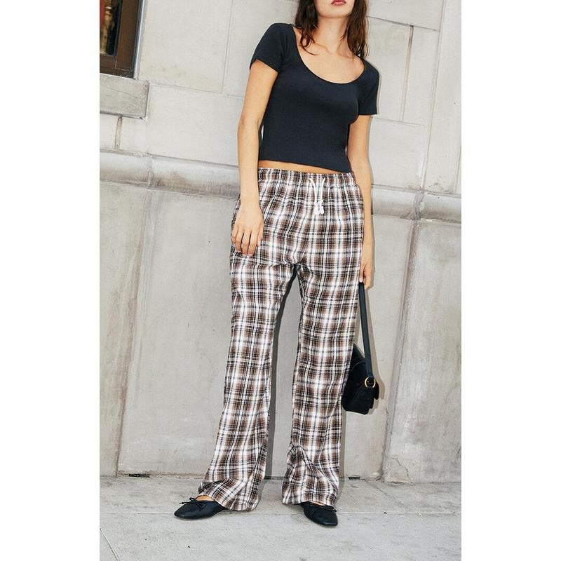 John Galt Women's Brown Plaid Anastasia Sweatpants T-Shirts, Hoodie, Sweatshirt | GrindPrints.com