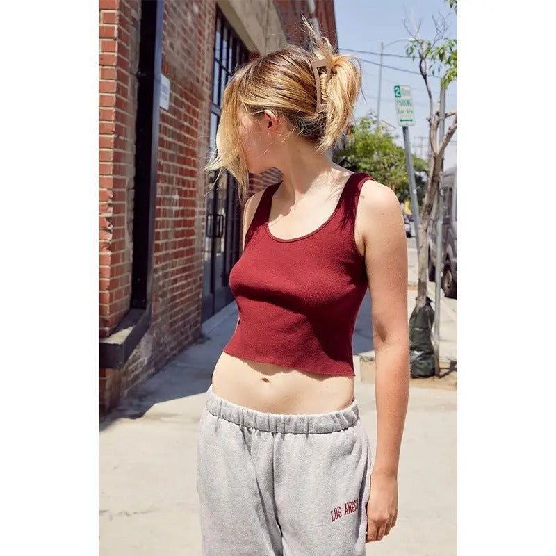 John Galt Women's Burgundy Sheena Cropped Tank Top T-Shirts, Hoodie, Sweatshirt | GrindPrints.com