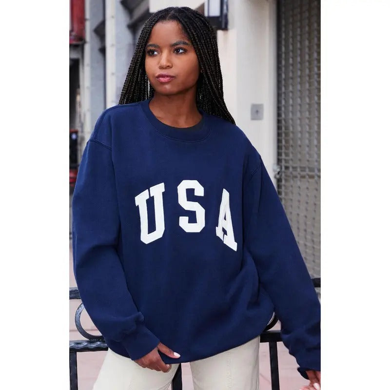 John Galt Women's Erica USA Crew Neck Sweatshirt T-Shirts, Hoodie | GrindPrints.com