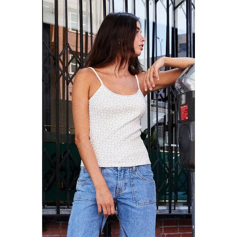 John Galt Women's Floral Skylar Pointelle Lace Tank Top T-Shirts, Hoodie, Sweatshirt | GrindPrints.com