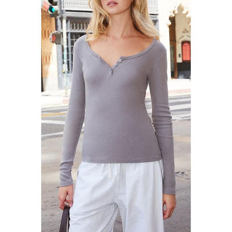 John Galt Women's Gray Zelly Long Sleeve Top T-Shirts, Hoodie, Sweatshirt | GrindPrints.com