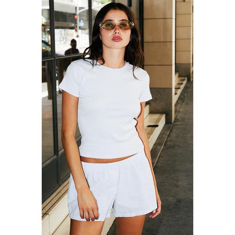 John Galt Women's Light Blue Emma Short Sleeve T-Shirt Hoodie, Sweatshirt | GrindPrints.com