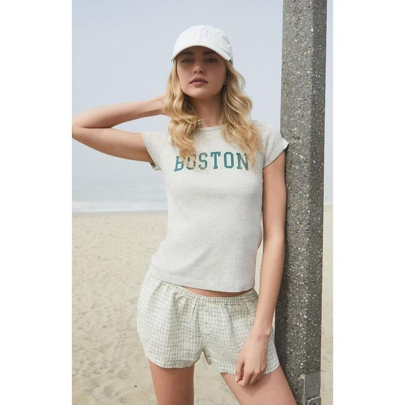 John Galt Women's Light Gray Boston Hailie T-Shirt - Multicolor Hoodie, Sweatshirt | GrindPrints.com