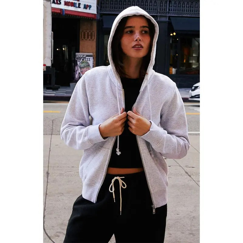 John Galt Women's Light Gray Full Zip Hoodie T-Shirts, Sweatshirt | GrindPrints.com