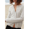 John Galt Women's Light Gray Scalloped Button Down Cardigan T-Shirts, Hoodie, Sweatshirt | GrindPrints.com