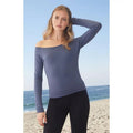 John Galt Women's Navy Bonnie Off-The-Shoulder Long Sleeve Top T-Shirts, Hoodie, Sweatshirt | GrindPrints.com