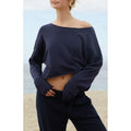 John Galt Women's Navy Cameron Cropped Sweater T-Shirts, Hoodie, Sweatshirt | GrindPrints.com