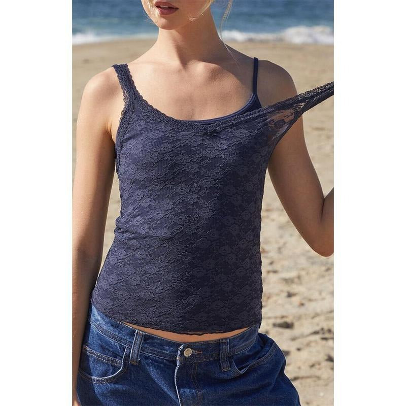 John Galt Women's Navy Nicolette Lace Tank Topstyle{n002}2 T-Shirts, Hoodie, Sweatshirt | GrindPrints.com