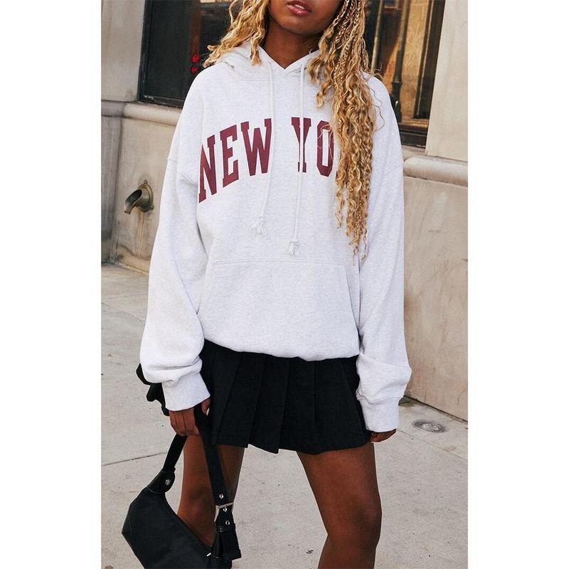John Galt Women's New York Christy Oversized Hoodie T-Shirts, Sweatshirt | GrindPrints.com