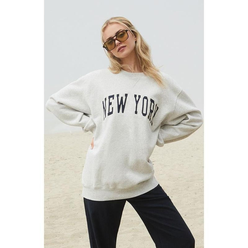 John Galt Women's New York Embroidered Erica Crew Neck Sweatshirt T-Shirts, Hoodie | GrindPrints.com