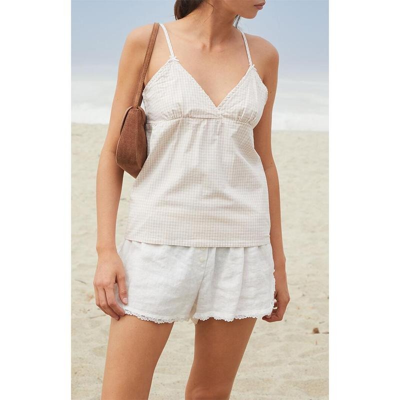 John Galt Women's Pink & White Plaid Edith Tank Top T-Shirts, Hoodie, Sweatshirt | GrindPrints.com