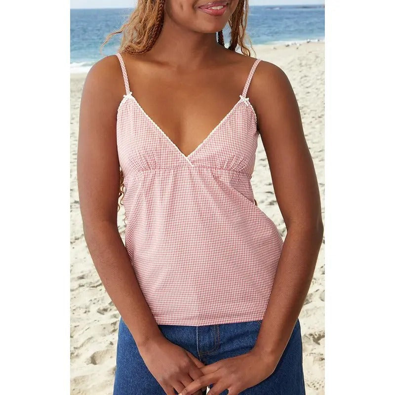 John Galt Women's Red & White Plaid Edith Tank Top T-Shirts, Hoodie, Sweatshirt | GrindPrints.com