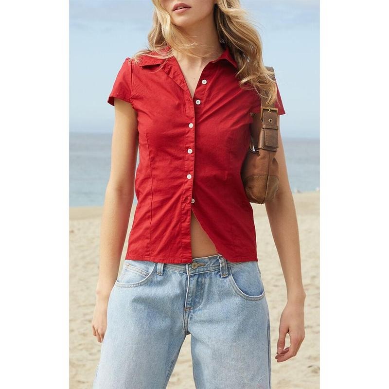John Galt Women's Red Rue Collared Top T-Shirts, Hoodie, Sweatshirt | GrindPrints.com