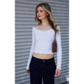 John Galt Women's Silver Mayson V-Neck Off-The-Shoulder Long Sleeve Top T-Shirts, Hoodie, Sweatshirt | GrindPrints.com