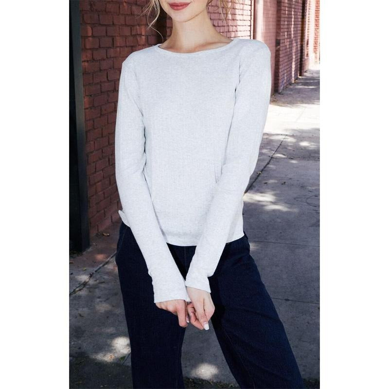 John Galt Silver Pointelle Leah Long Sleeve Top T-Shirts, Hoodie, Sweatshirt