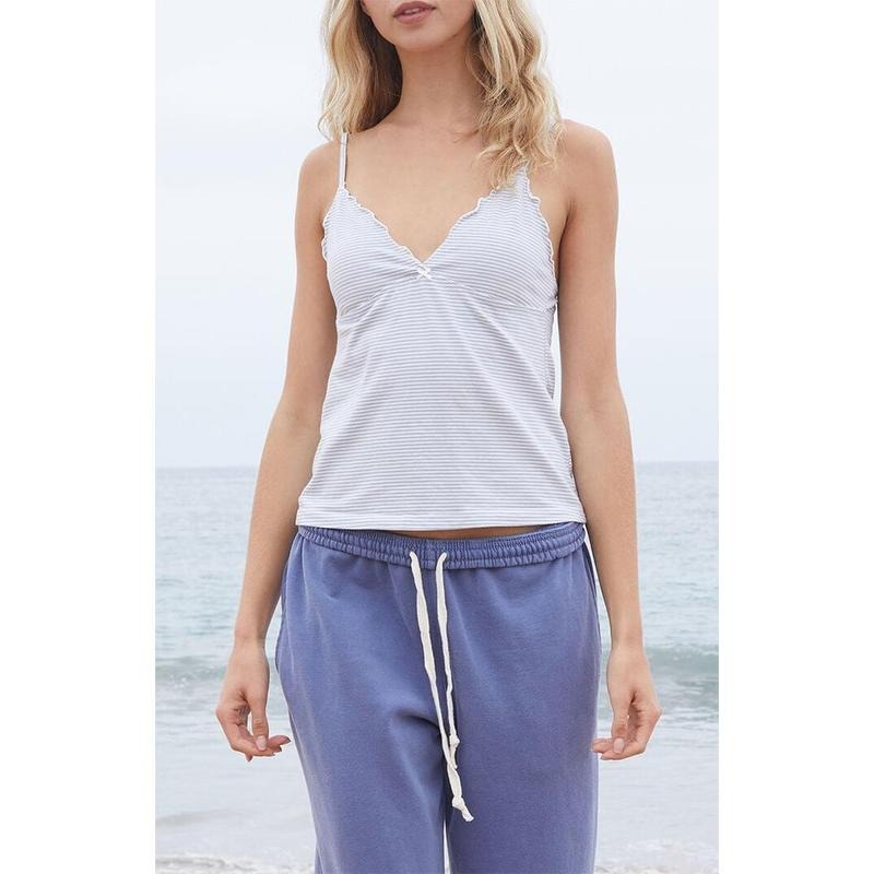 John Galt Women's White & Light Blue Skylar Striped Tank Top T-Shirts, Hoodie, Sweatshirt | GrindPrints.com
