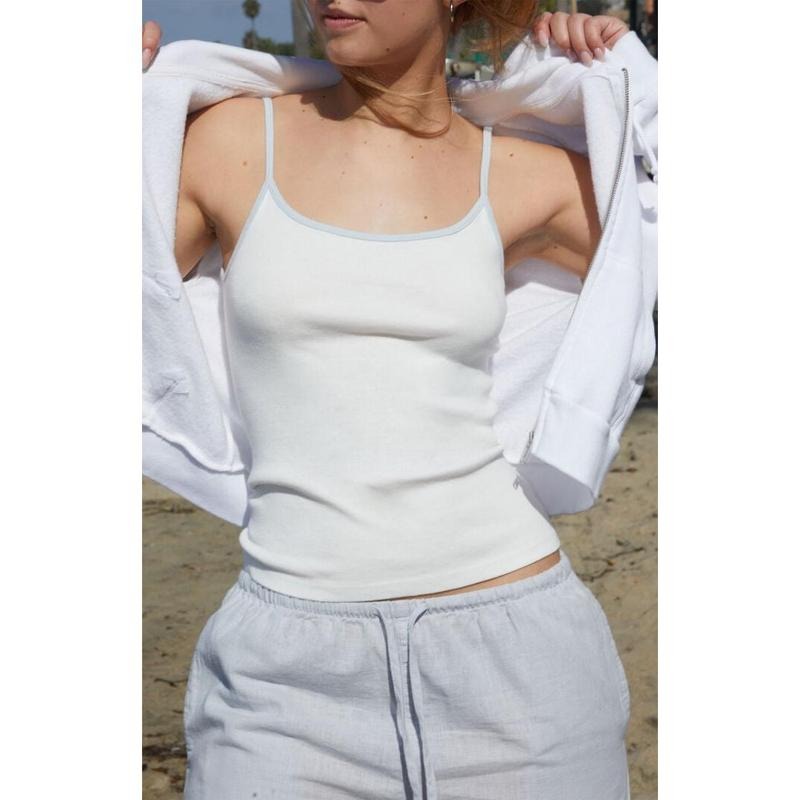 John Galt Women's White & Light Blue Skylar Tank Top T-Shirts, Hoodie, Sweatshirt | GrindPrints.com