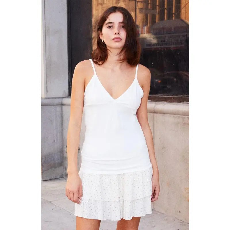 John Galt Women's White Amara Long Tank Top T-Shirts, Hoodie, Sweatshirt | GrindPrints.com