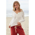 John Galt Women's White Athern Thermal Ribbed Long Sleeve Top T-Shirts, Hoodie, Sweatshirt | GrindPrints.com