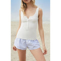 John Galt Women's White Beyonca Buttoned Tank Top T-Shirts, Hoodie, Sweatshirt | GrindPrints.com