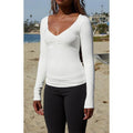 John Galt Women's White Cinched Bow Long Sleeve Top T-Shirts, Hoodie, Sweatshirt | GrindPrints.com