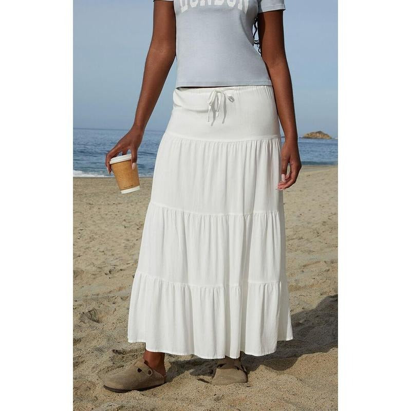 John Galt Women's White Lizzy Maxi Skirt - Multicolor T-Shirts, Hoodie, Sweatshirt | GrindPrints.com