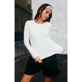 John Galt Women's White Pointelle Long Sleeve Top T-Shirts, Hoodie, Sweatshirt | GrindPrints.com