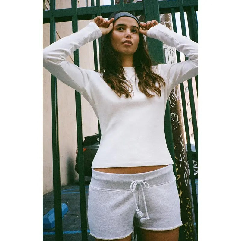 John Galt Women's White Tori Basic Long Sleeve Top T-Shirts, Hoodie, Sweatshirt | GrindPrints.com