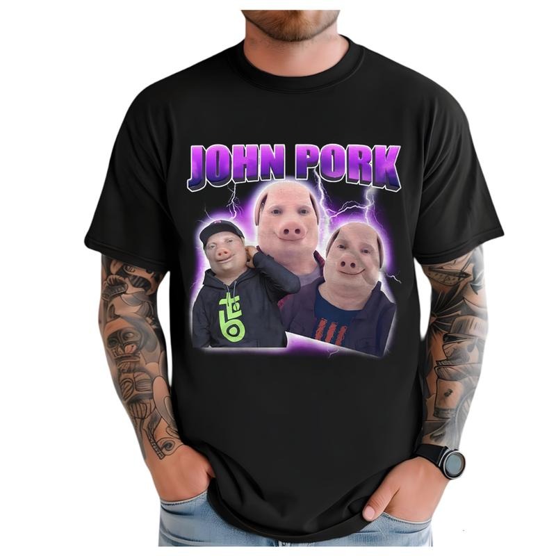John Pork Funny Dank Memes Vintage 90s Minimalist T-Shirts, Hoodie, Sweatshirt
