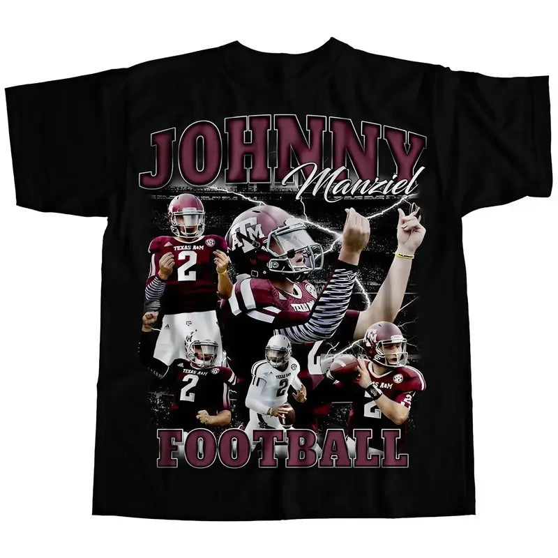 Johnny Manziel Football Shirt, Vintage 90s Graphic Style Johnny Manziel Tshirt, Football Shirt, Sport T-shirt, Gift For...