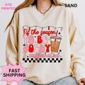 Jolly and Caffienated Christmas sweatshirt Winter Graphic Long Sleeve Casual Cotton Polyester Oversized sweatshirt -...