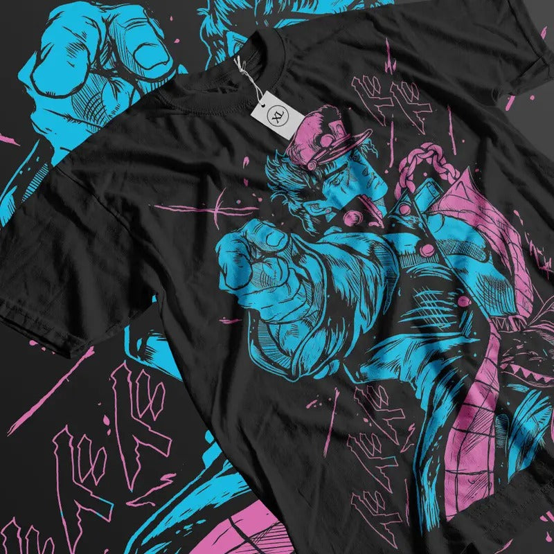 Jotaro Kujo-JoJo's Bizarre T-Shirt S-4XL JoJo's Bizarre Adventure Anime Shirt Soft Tee Hoodie, Sweatshirt | GrindPrints.com
