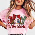 Joy To The World christmas shirt Women's Oversized Christmas Shirt - Festive Printed Design