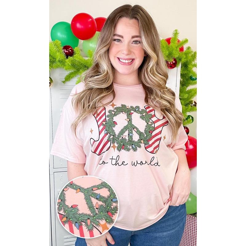 Joy to the World Rhinestone Graphic T-Shirt Hoodie, Sweatshirt | GrindPrints.com