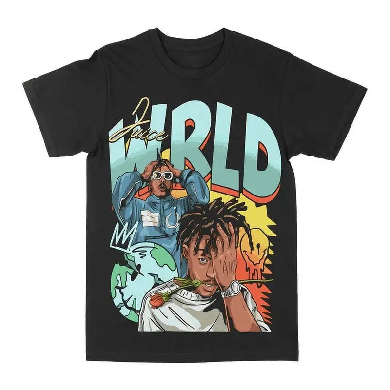 Juice Wrld Smiley Graphic T-Shirt For Fan, Cotton Fabric Unisex For Men Women Hoodie, Sweatshirt | GrindPrints.com