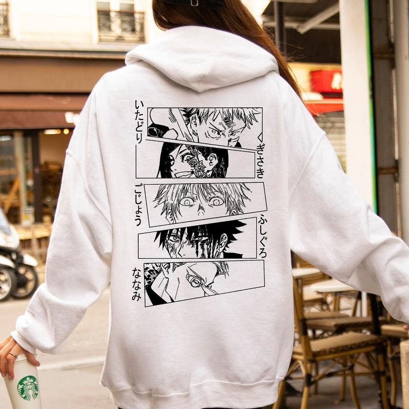 Jujutsu Kaisen Hoodie, Itadori Yuji, Gojo Satoru, Fushiguro Megumi & Nanami Kento Manga Panels - Anime Streetwear, Anime...