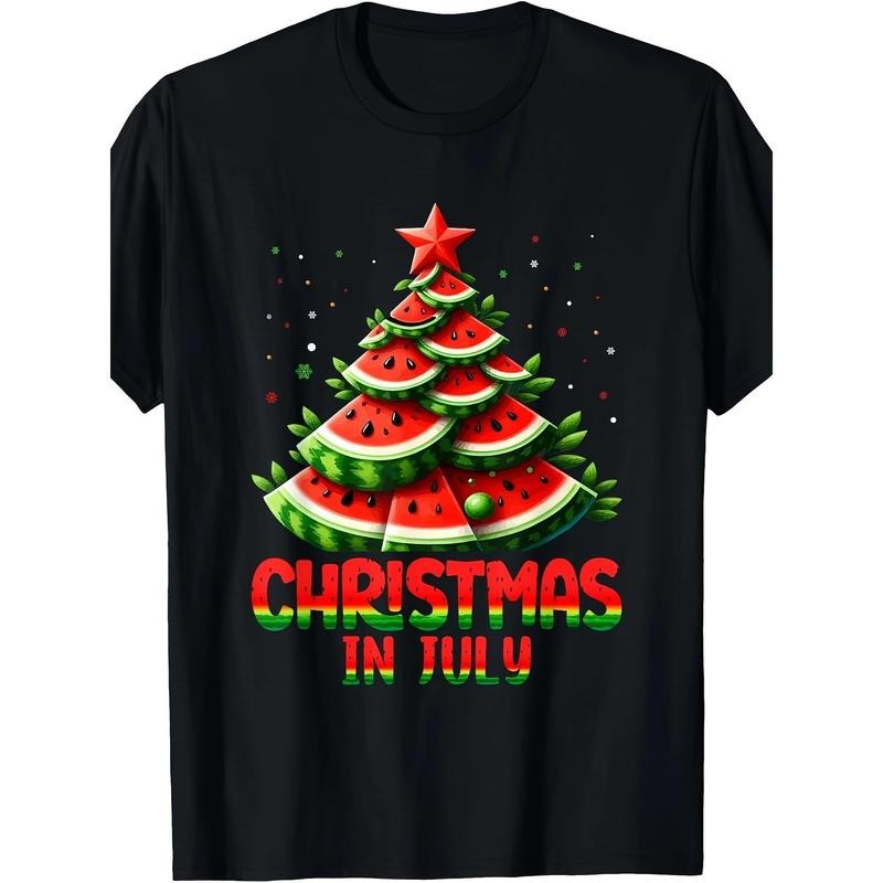 July Christmas Watermelon Tree Summer Men's Casual Comfort T-shirt Made in USA Hoodie, Sweatshirt | GrindPrints.com