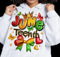 Juneteenth Coquette Bow Hoodie, Retro Juneteenth Graffiti Street Design Sweatshirt, Black Girl Magic Tee | GrindPrints.com