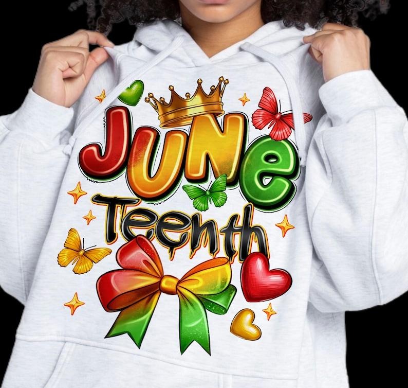 Juneteenth Coquette Bow Hoodie, Retro Juneteenth Graffiti Street Design Sweatshirt, Black Girl Magic Tee | GrindPrints.com