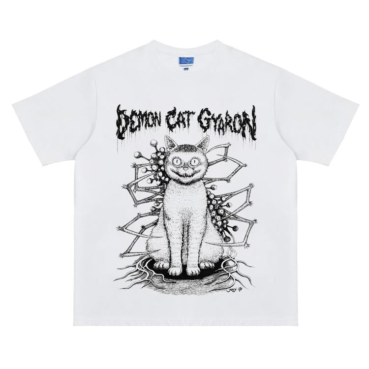 Junji Ito "Gyaron" Heavyweight Vintage Tee 100% Cotton OVERSIZED Anime T-shirt Menswear Top Crew Necks Horror Mask Casual...