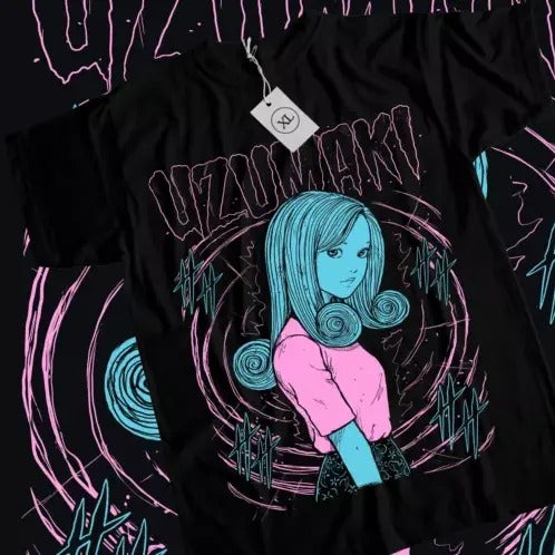 Junji Ito Uzumaki T-Shirt Horror Japan Guro Anime Funny Black Shirt Tee All Size Hoodie, Sweatshirt | GrindPrints.com