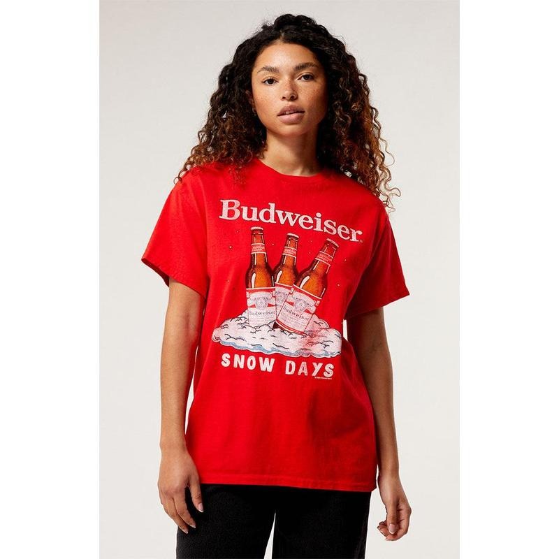 Junk Food Women's Budweiser Snow Days T-Shirt Hoodie, Sweatshirt | GrindPrints.com