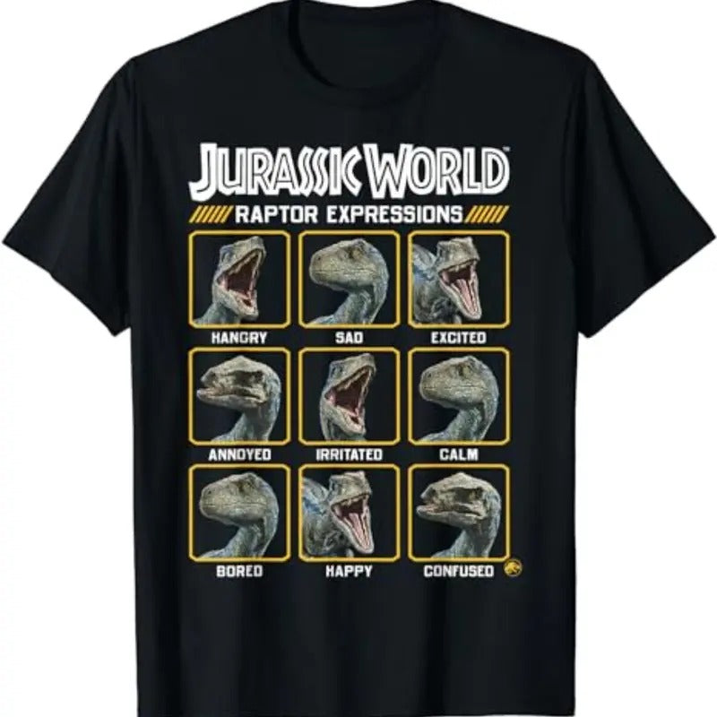 Jurassic World Two Blue Raptor Expressions Graphic T-Shirt Hoodie, Sweatshirt | GrindPrints.com