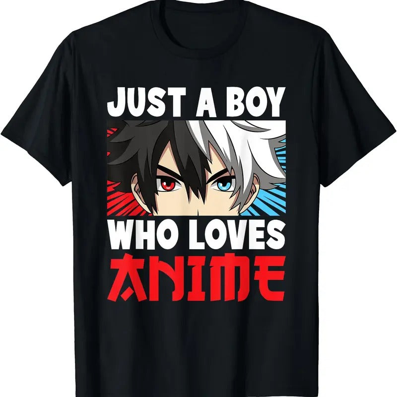 Just A Boy Who Loves Anime Funny Japanese Anime Boy Manga TShirt Hoodie, Sweatshirt | GrindPrints.com