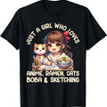 Just A Girl Who Loves Anime Ramen Cats Boba And Sketching TShirt Hoodie, Sweatshirt | GrindPrints.com
