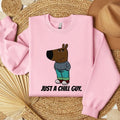 Just A Lowkey Chill Guy Meme Embroidered Sweatshirt, Funny Meme Embroidered T-Shirt Hoodie | GrindPrints.com