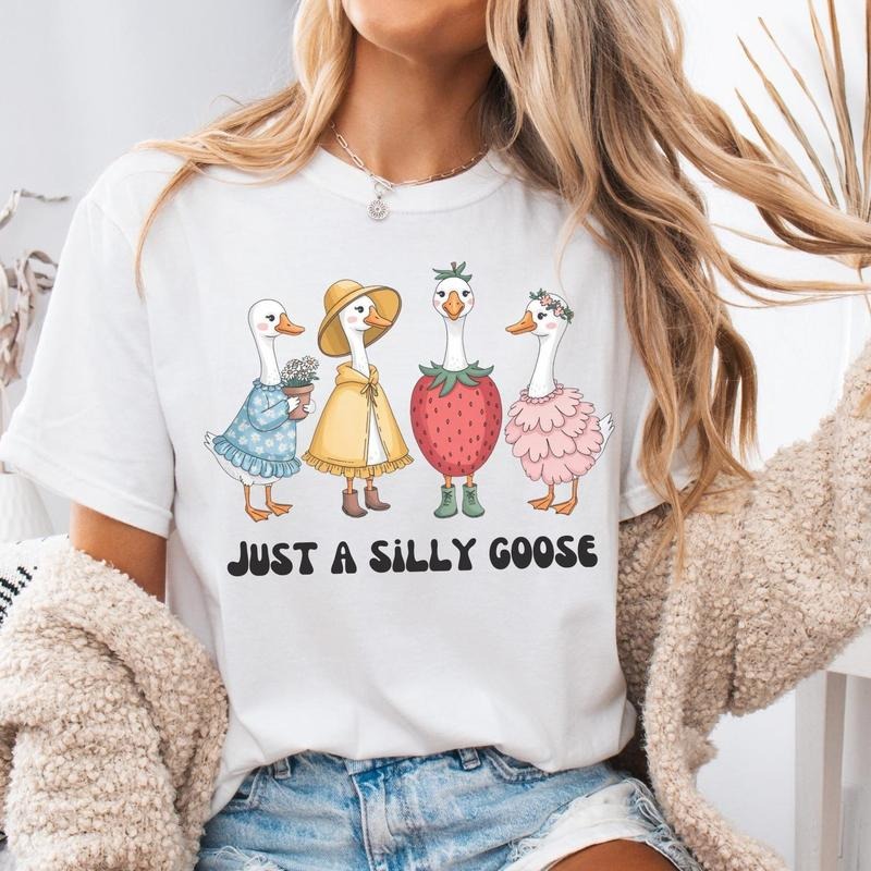 Just A Silly Goose Cute Shirt, Trending Goose Family Tee, Flowal Silly Goose Bump Shirt Hoodie, Sweatshirt | GrindPrints.com